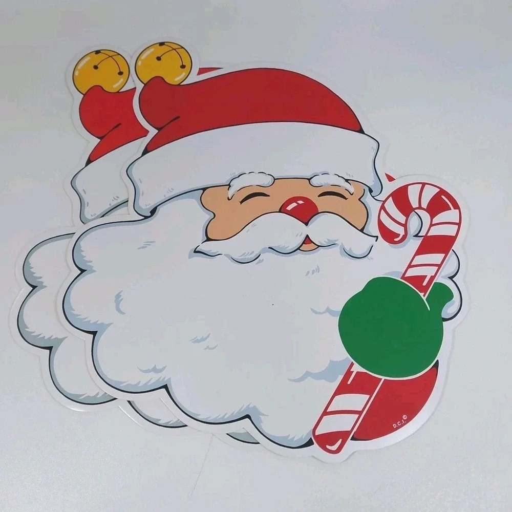 VINTAGE SANTA Candy Cane CHRISTMAS VINYL‎ PLACEMATS (2)